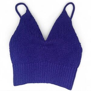 Free People Intimately Here All Day Knit Cropped Bralette Top Purple M
